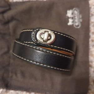 Coach black leather wrap bracelet
